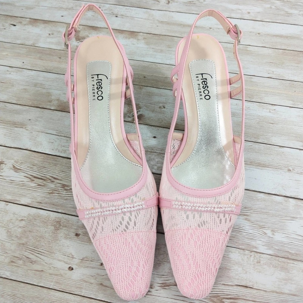 Fresco by Pierre Nadia Vintage Slingbacks Pearl Accent 7.5